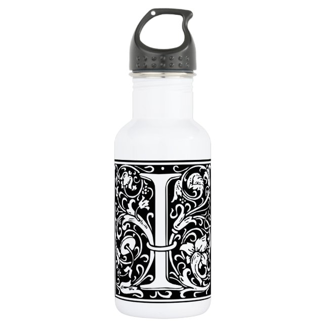 Bouteille D'eau En Acier Inoxydable Lettre I Monogramme médiéval Art Nouveau (Devant)