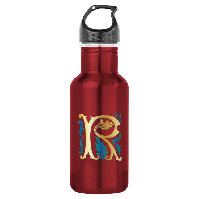 Bouteille D'eau En Acier Inoxydable Lettre R Monogramme Fleur de lis (Devant)
