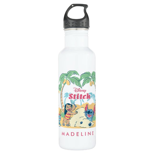 Bouteille D'eau En Acier Inoxydable Lilo et Stitch| Venez visiter les îles ! (Devant)