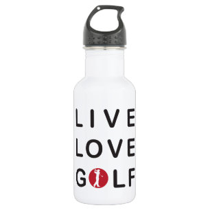 Bouteille D'eau En Acier Inoxydable Live Love Golf Golf Rouge Noir