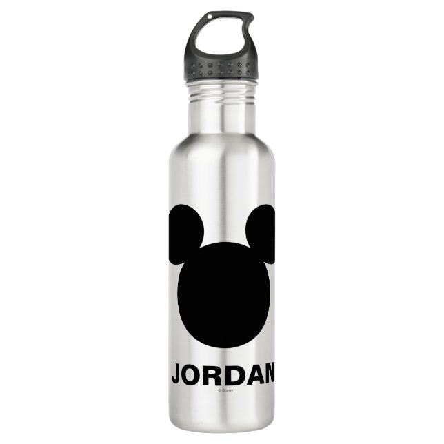 Bouteille D'eau En Acier Inoxydable Logo Disney | Icône Mickey noir (Devant)