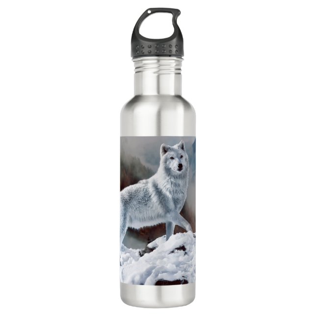 Bouteille D'eau En Acier Inoxydable Loup arctique (Devant)