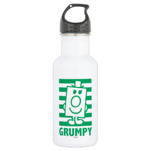 Bouteille D'eau En Acier Inoxydable M. Grumpy   Grin escarpé et rayures vertes