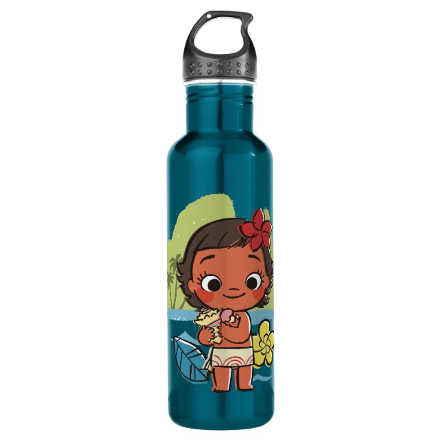 Bouteille D'eau En Acier Inoxydable Moana| La fille de l'île (Devant)