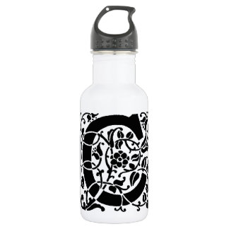 Bouteille D'eau En Acier Inoxydable Monogramme C initial. Nom floral Motif Customisé