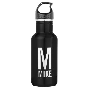 Bouteille D'eau En Acier Inoxydable Monogramme et nom personnalisés modernes