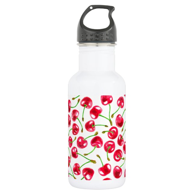 Bouteille D'eau En Acier Inoxydable Motif de cerises d'aquarelle (Devant)