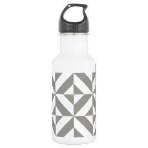 Bouteille D'eau En Acier Inoxydable Motif de cube géométrique gris argenté