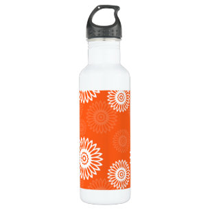 Bouteille D'eau En Acier Inoxydable Motif floral minimaliste tangerine orange margueri