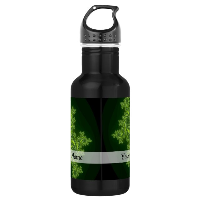Bouteille D'eau En Acier Inoxydable Motif fractal numérique vert (Devant)