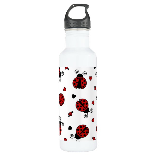 Bouteille D'eau En Acier Inoxydable Motif mignon de coccinelle et de coeurs (Devant)