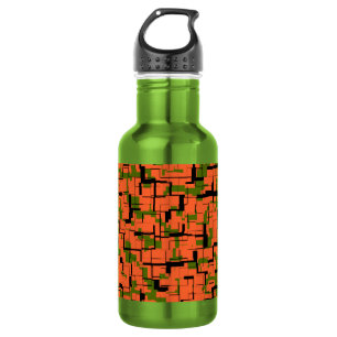Bouteille D'eau En Acier Inoxydable Motif numérique Camo vert orange noir