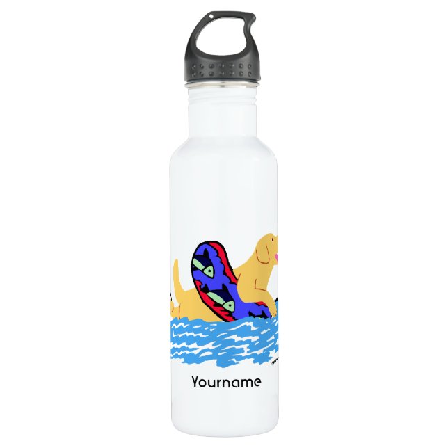 Bouteille D'eau En Acier Inoxydable Natation jaune personnalisée de Labrador (Devant)