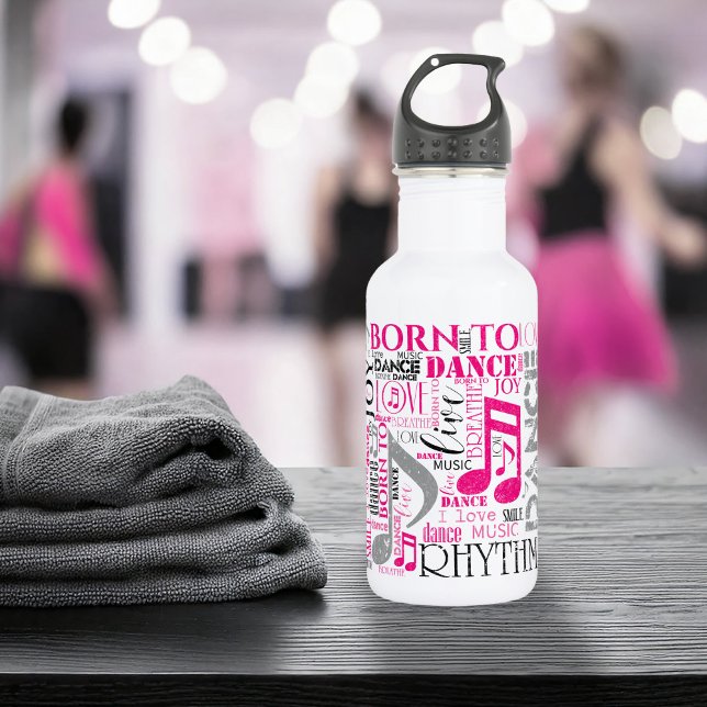 Bouteille D'eau En Acier Inoxydable Né à Dance Pink Grey ID277 (Créateur téléchargé)