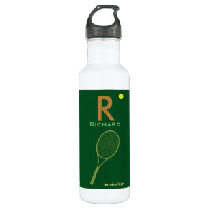 Bouteille D'eau En Acier Inoxydable nom et initiale de joueur de tennis personnalisés
