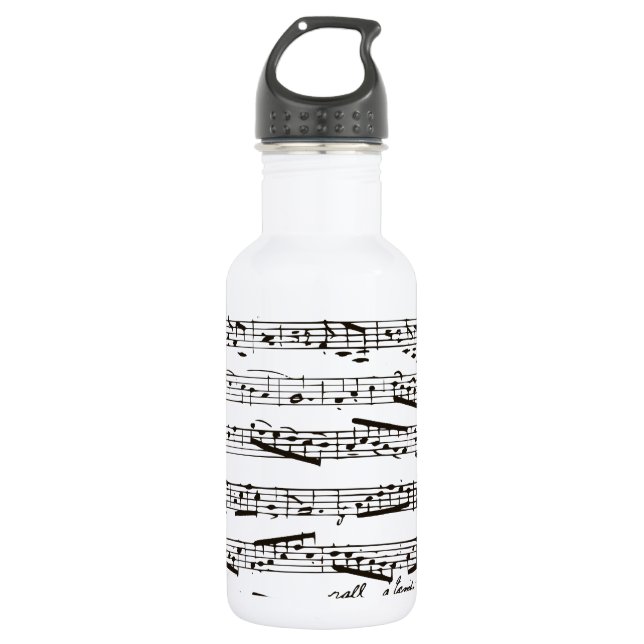 Bouteille D'eau En Acier Inoxydable Notes musicales noires et blanches (Devant)