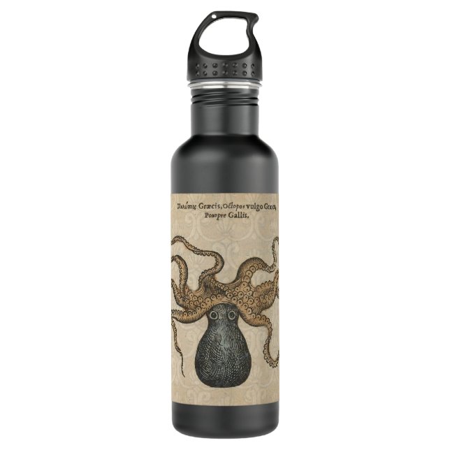 Bouteille D'eau En Acier Inoxydable Octopus Kraken Illustration Vintage (Devant)