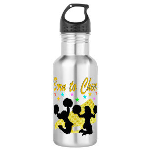 BOUTEILLE D'EAU EN ACIER INOXYDABLE OR NÉ À CHEER MEGAPHONE POM-POM GIRL