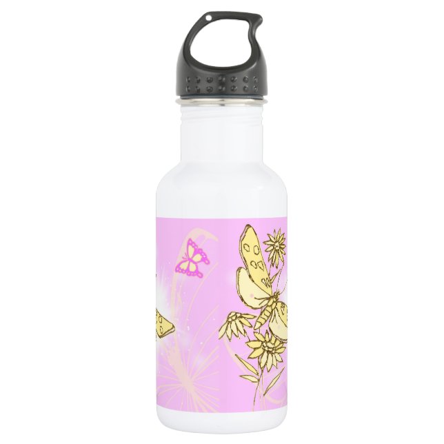 Bouteille D'eau En Acier Inoxydable Papillon rose (Devant)