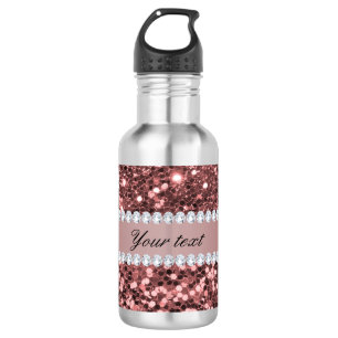 Bouteille D'eau En Acier Inoxydable Parties scintillant et diamants de Big Rose Gold F