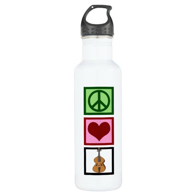 Bouteille D'eau En Acier Inoxydable Peace Love Cello (Devant)