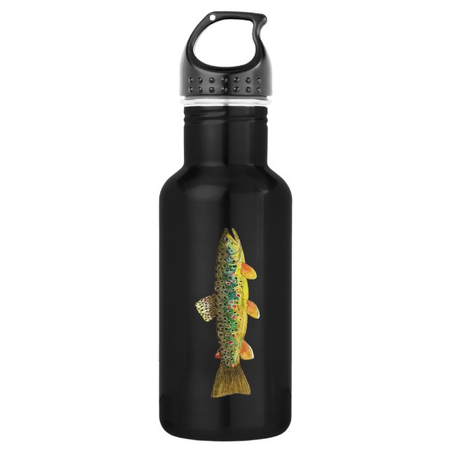 Bouteille D'eau En Acier Inoxydable Pêche Brown À La Truite, Ichthyologie (Devant)