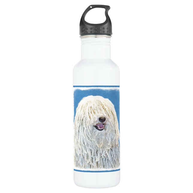 Bouteille D'eau En Acier Inoxydable Peinture Puli - Cute Original Chien Art (Devant)
