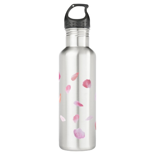 Bouteille D'eau En Acier Inoxydable Pétales Roses romantiques rose rose (Devant)