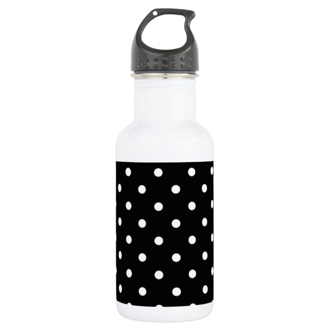 Bouteille D'eau En Acier Inoxydable Point Polka Noir Et Blanc (Devant)