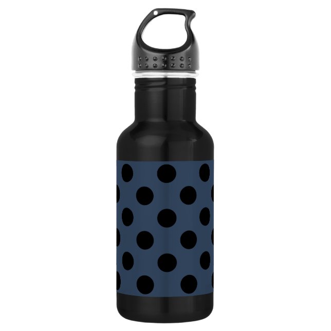 Bouteille D'eau En Acier Inoxydable Pois noirs sur gris-bleu (Devant)