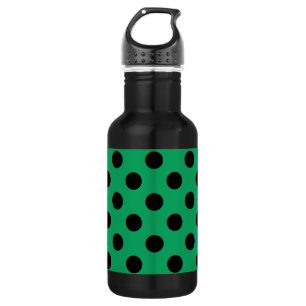 Bouteille D'eau En Acier Inoxydable Pois noirs sur vert frais