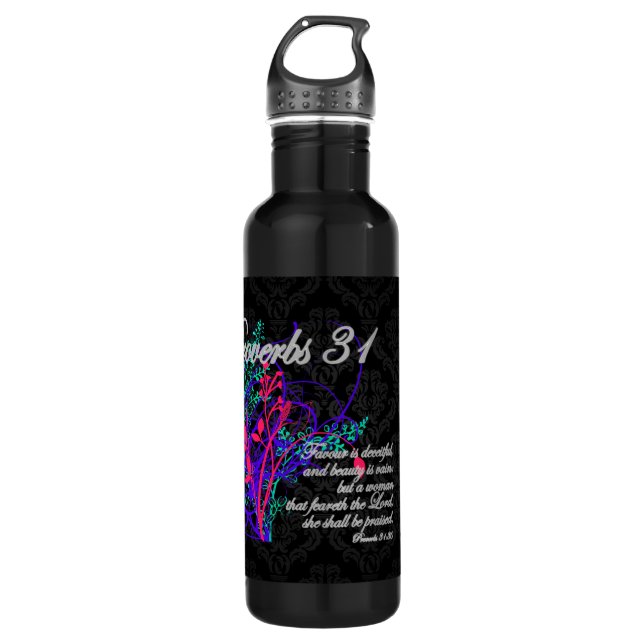 Bouteille D'eau En Acier Inoxydable Proverbes 31 Bible Chrétienne Femmes (Devant)