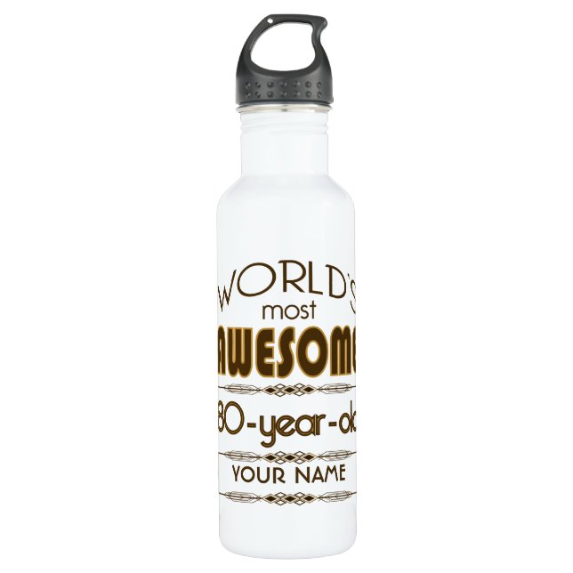 Bouteille D'eau En Acier Inoxydable quatre-vingtième Monde de célébration (Devant)