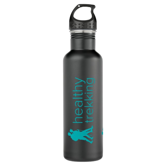 Bouteille D'eau En Acier Inoxydable Randonnée saine Turquoise Logo Voyage (Devant)