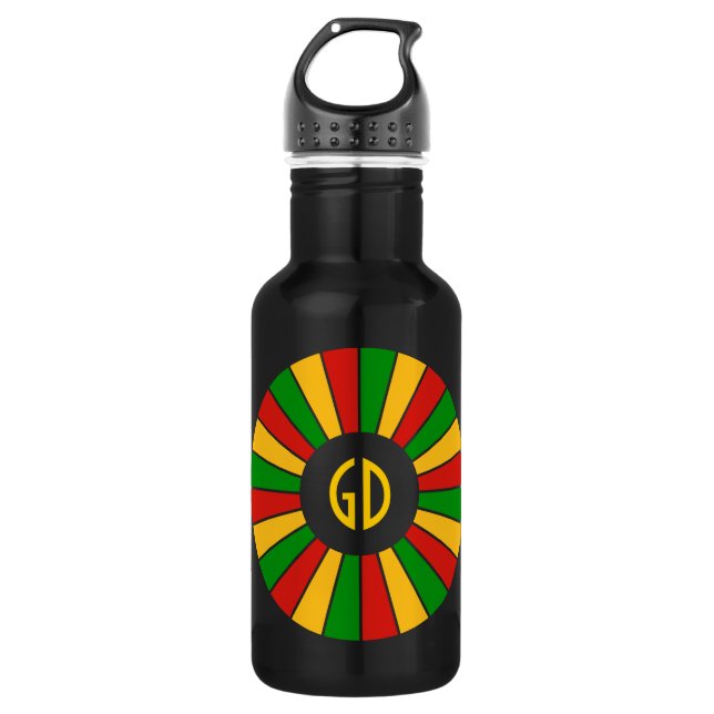 Bouteille D'eau En Acier Inoxydable RASTAFARI BOUTON DRAGON RAYS + votre signe ou votr (Devant)