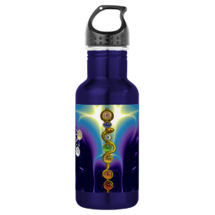 BOUTEILLE D'EAU EN ACIER INOXYDABLE RODE D'ASCLEPIUS 7 CHAKRAS, YOGA, ÉNERGIE SPIRITUE