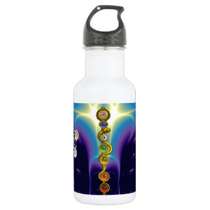 BOUTEILLE D'EAU EN ACIER INOXYDABLE RODE D'ASCLEPIUS 7 CHAKRAS, YOGA, ÉNERGIE SPIRITUE