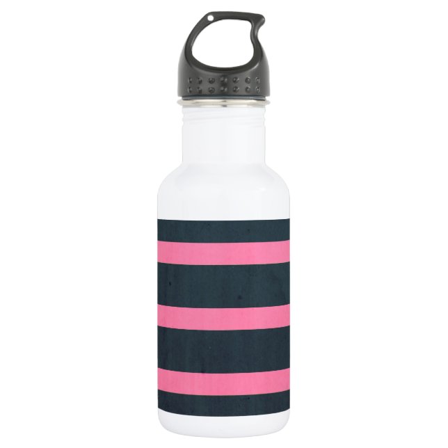 Bouteille D'eau En Acier Inoxydable rose et rayures de marine (Devant)