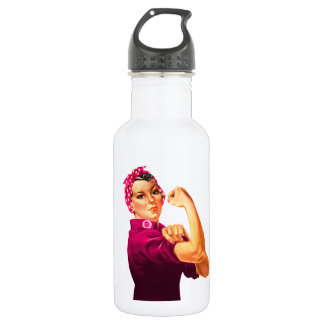 Bouteille D'eau En Acier Inoxydable Rosie The Riveter - Rose Cancer