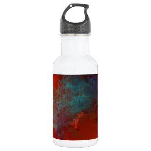 Bouteille D'eau En Acier Inoxydable Rouge, Aqua & Gold Grunge Digital Art Abstrait