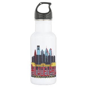 Bouteille D'eau En Acier Inoxydable Rouge et bleu de Philly