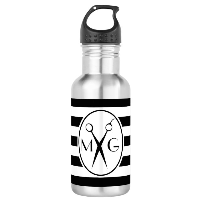 Bouteille D'eau En Acier Inoxydable Salon de coiffure de coiffeur d'initiales de (Devant)