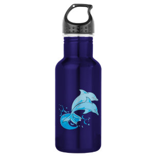 Bouteille D'eau En Acier Inoxydable Sauter bleu de deux dauphins de Bottlenose de