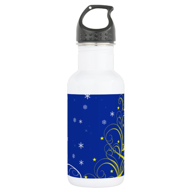 Bouteille D'eau En Acier Inoxydable Scène de Noël bleue (Devant)