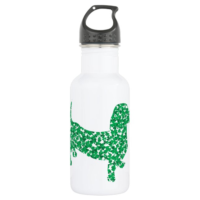 Bouteille D'eau En Acier Inoxydable Shamrock Dachshund (Devant)
