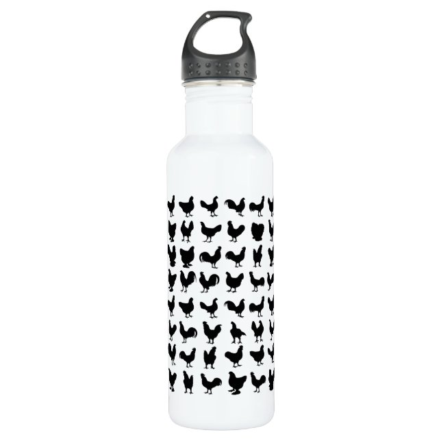 Bouteille D'eau En Acier Inoxydable Silhouettes de poulet (Devant)