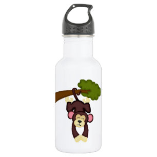 Bouteille D'eau En Acier Inoxydable Singe accrochant mignon