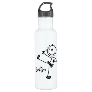 Bouteille D'eau En Acier Inoxydable Stick masculin de base Figure Karate T-shirts et