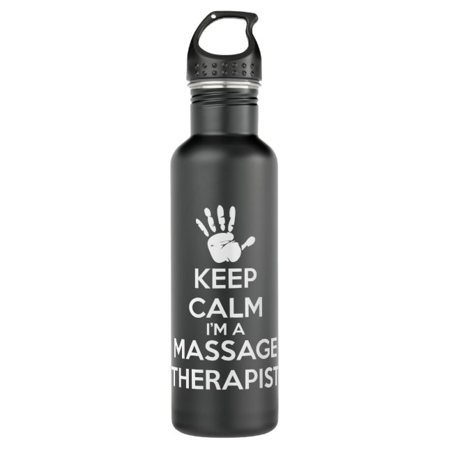 Bouteille D'eau En Acier Inoxydable Thérapeute de massage - gardez le calme (Devant)