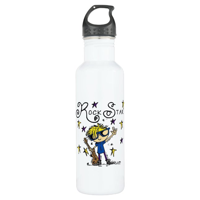 Bouteille D'eau En Acier Inoxydable Vedette du rock blonde de garçon (Devant)